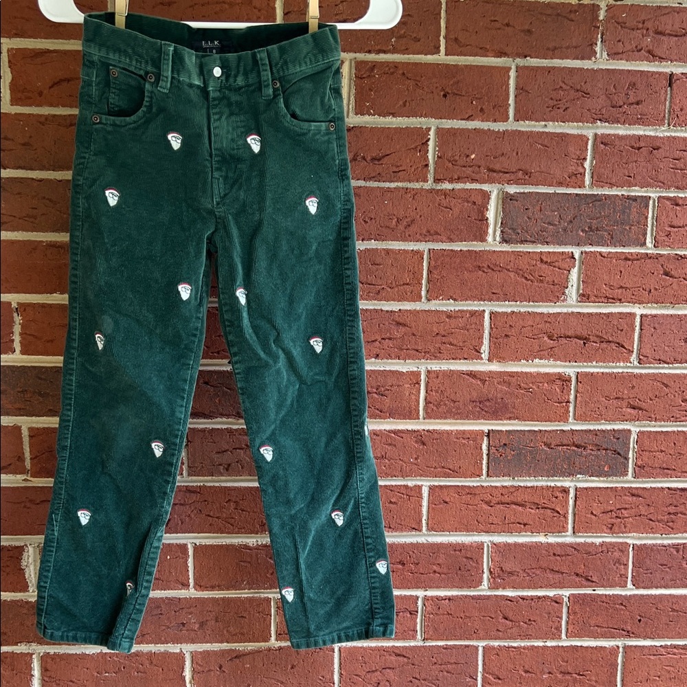 Elk Kids Forest Green Embroidered Santa Pants